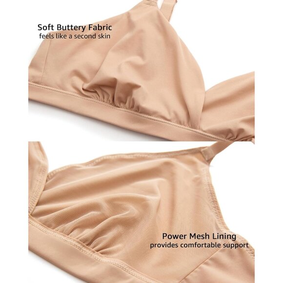 Women's Inbarely Triangle Bralette Unlined Wireless Support Stretch - Picture 3 of 7